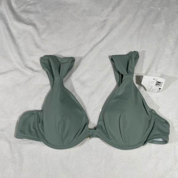 NEW $110 WeWoreWhat [SZ Large ] Allie Wide Strap Underwire Bikini Top‎ Green - Picture 5 of 12